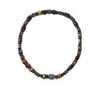 KYINYUECH 1pc Naturale Mezza Perlina Stringa Bracciale Da Uomo Nero Calcolo Distanziale Pino Cilindrico Bracciale Per Le Donne Uom, Pietra