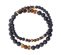 KYINYUECH 1pc Naturale Mezza Perlina Stringa Bracciale Da Uomo Nero Calcolo Distanziale Pino Cilindrico Bracciale Per Le Donne Uom, Pietra