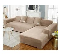 KYJSW 1 copridivano elasticizzato in velluto di puro colore, copridivano elasticizzato in spandex, facile da montare, colore cammello, 4 posti