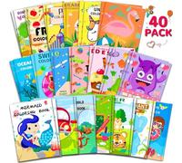 Kylebiuu 40 mini libri da colorare per bambini, unicorni, dinosauri, sirena, libri da colorare, libri da colorare per feste fai da te