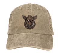 Kyliele Cappello da baseball con testa di cinghiale per uomo donna cappelli in denim regolabile cappello papà, Naturale, Etichettalia unica