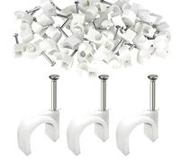 KYLOS 100 Pezzi Da 8Mm Di Fermacavo Con Chiodo, Graffette Clip Per Cavi, Fermacavi Muro Rotondo
