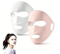 KYLOS 2 Pezzi Maschera Silicone, Maschera Viso Riutilizzabile, Idratante, Taglia Standard, Bianco+Rose