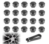 KYLOS 20 Pezzi Copridadi Ruota 17Mm Copridadi Bullone Ruota, Copridadi Esagonali Per Pneumatici Con Set Di Strumenti Di Rimozione Per Auto (Nero),Cerchi In Lega 17