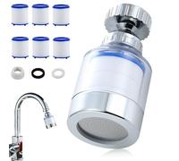 KYLOS Filtri Per Montaggio Del Rubinetto, Filtro Per Acqua Per Lavello Rotante A 360 Gradi,Rimuove Cloro Fluoruro Metalli Pesanti Acqua Dura + 6 Cartucce Filtranti