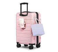 KYME Bagaglio a mano con ruote girevoli per donne e uomini, valigia rigida leggera e durevole con serratura TSA integrata e portabicchieri, Rosa, 20Inch