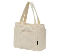 Kyndara Borsa a coste da donna, grande, pratica borsa tote bag, borsa da spiaggia con chiusura lampo, beige.