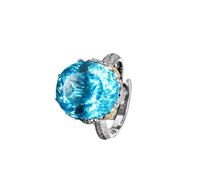 KYNHMG HOMELY Tecnica di taglio del fiore di ghiaccio, anello lussuoso e alla moda, galvanizzato per la prevenzione delle allergie, regalo di compleanno, versatile per l'uso quotidiano., Zirconia