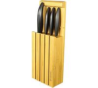 Kyocera Gen Blocco in bambù con 4 Coltelli, Ceramic, Nero, 34x12,5x6,5
