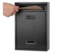 KYODOLED Cassetta postale con chiusura a parete, con serratura a combinazione per esterni, cassetta di sicurezza con codice, 31 x 21 x 8,54 x 8,5 cm, nero
