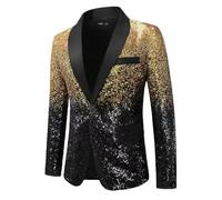 KYOESCAI Blazer da Uomo con Paillettes Maniche Lunghe Elegante Classiche Giacca Vestito Top Outwear,d'oro,L