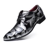 KYOESCAI Scarpe Oxford da Uomo Eleganti da Uomo Scarpe Stringate Derby Brogues Formale attività Commerciale Scarpe da Sera,Grigio,46 EU