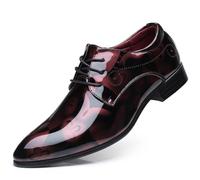 KYOESCAI Scarpe Oxford da Uomo Eleganti da Uomo Scarpe Stringate Derby Brogues Formale attività Commerciale Scarpe da Sera,Rosso,50 EU