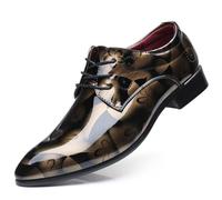 KYOESCAI Scarpe Oxford da Uomo Eleganti da Uomo Scarpe Stringate Derby Brogues Formale attività Commerciale Scarpe da Sera,d'oro,50 EU