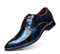 KYOESCAI Scarpe Oxford da Uomo Eleganti da Uomo Scarpe Stringate Derby Brogues Formale attività Commerciale Scarpe da Sera,Blu,48 EU
