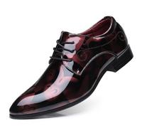 KYOESCAI Scarpe Oxford da Uomo Eleganti da Uomo Scarpe Stringate Derby Brogues Formale attività Commerciale Scarpe da Sera,Rosso,42 EU