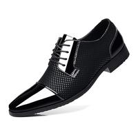KYOESCAI Scarpe Oxford da Uomo Scarpe Stringate Formale attività Commerciale Scarpe da Sera per Feste,Nero,46 EU
