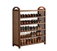 KYOFIS Scarpiera multistrato in bambù con rattan, organizer for scarpe stretto for corridoio d'ingresso, ripiano impilabile for soggiorno camera da letto(70CM-6 FLOOR)