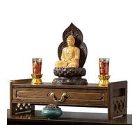 KYOFIS Tavolo da altare realizzato a mano con cassetto portaoggetti, supporto da meditazione compatto for tempio domestico, armadietto Puja(Brown,52cm/20.5in)