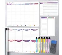 KYONANO Lavagna Calendario Magnetica frigo, incluso Pianificazione la Settimanale&Mensile+Lista delle cose da fare+tracciatore di abitudini, Lavagna Bianca Calendario cancellabile 4 Set - in Italiano