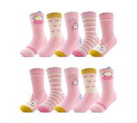 Kyopp 10 paia di calzini per bambini, per ragazze e ragazzi, divertenti calzini con animali, in cotone, calzini a manicotto per inverno/estate, 21-24