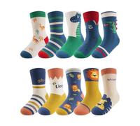 Kyopp 10 paia di calzini per bambini, per ragazze e ragazzi, divertenti calzini con animali, in cotone, calzini a manicotto per inverno/estate, 25-28