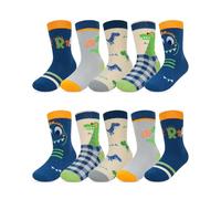 Kyopp 10 paia di calzini per bambini ragazze e ragazzi Funny Calzini divertenti Animals Cotton Socks Crew Socks Winter/Estate, Dinosauro classico 10 coppie, 25-28