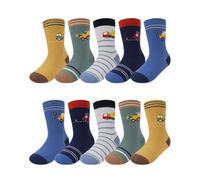 Kyopp 10 paia di calzini per bambini ragazze e ragazzi Funny Calzini divertenti Animals Cotton Socks Crew Socks Winter/Estate, Varie auto 10 paia, 25-28