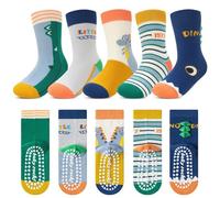 Kyopp 5 Paar Stoppersocken Kinder Baumwolle Socken Jungen Mädchen ABS Anti Rutsch Socken, ABS-Piccolo dinosauro, 29-32