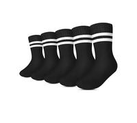 Kyopp Calzini per bambini ragazzi e ragazze, calzini alla caviglia, traspiranti, sneaker, a righe, crew socks, Nero , 29-32