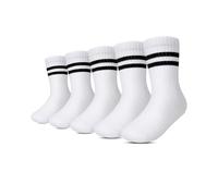 Kyopp Calzini per bambini ragazzi e ragazze, calzini alla caviglia, traspiranti, sneaker, a righe, crew socks, 25-28