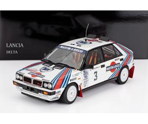 KYOSHO 1/18 LANCIA DELTA MARTINI RALLY OLYMPUS 1987 KANKKUNEN MODELLINO STATICO