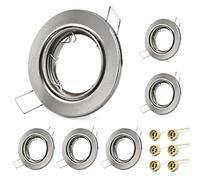 KYOTECH 6 pezzi GU10 Cornice Faretto Incasso Orientabile a 30°, Rotondo Nichel spazzolato, Per GU10, alogeno e MR16, Faretti led da incasso per cartongesso incl. portalampada GU10