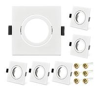 KYOTECH Cornice Faretto Incasso GU10 Orientabile Portafaretto da Incasso Bianco,Per GU10, alogeno e MR16, Faretti led da incasso per cartongesso incl. portalampada GU10,Set da 6 (Quadrata)
