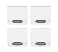 KYOTECH Faretto da soffitto a LED Quadrata IP44 Ø80*80 * 50mm Apparecchio a Plafone Plafoniera per moduli LED Spot Alluminio per Bagno Soggiorno Cucina, lampadine non incluse,Bianco Set da 4