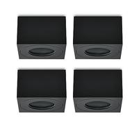 KYOTECH Faretto da soffitto a LED Quadrata IP44 Ø80*80 * 50mm Apparecchio a Plafone Plafoniera per moduli LED Spot Alluminio per Bagno Soggiorno Cucina, lampadine non incluse,Nero Set da 4