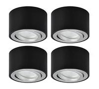 KYOTECH Faretto LED da incasso piatto, 230 V, orientabile, Ø 80 x 50 mm, con modulo LED da 5 W, luce bianca calda, 3000 K, 400 lm, LED da incasso, rotondo, nero spazzolato, set da 4 pezzi