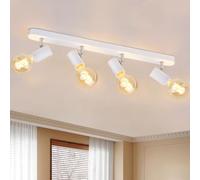 KYOTECH Lampada da soffitto Orientabili, con 3 faretti orientabili, adatta per 4 lampadine E27 non incluse max 61W, plafoniera per cucina, lampadario stile industriale (bianco,alluminio)