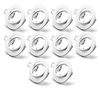 KYOTECH OPPER 10x Porta faretto da incasso rotante incl. portalampada GU10 Per LED e alogene,Dimensioni Ø90×25mm Foro di montaggio Ø68mm,Bianco rotondo,IP23