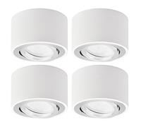 KYOTECH Set di 4 faretti a LED orientabili Ø 80 x 50 mm, plafoniera rotonda bianca, plafoniera spot LED Downlight 5 W LED modulo incluso 400 LM 3000 K, bianco caldo