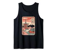 Kyoto Giappone Vintage Mt Fuji Temple Retro Kanji Design Canotta