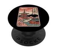 Kyoto Giappone Vintage Mt Fuji Temple Retro Kanji Design PopSockets PopGrip Adesivo
