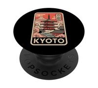 Kyoto Giappone Vintage Mt Fuji Temple Retro Kanji Design PopSockets PopGrip Adesivo