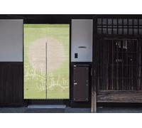 Kyoto Noren Giapponese Porta Tenda Lino Bracken Warabi Verde Molla Giappone