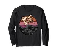 Kyoto Tramonto Architettura Giapponese Edifici Tradizionali Maglia a Manica