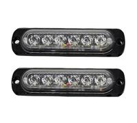 KYPSZQPSH Luci laterali ultrasottili da 6 LED da 2 pezzi for auto, pick-up e camion Luci lampeggianti della griglia Kit di conversione 12-24 V(Red+White)