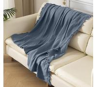 KyraHome Coperta in 100% mussola di cotone biologico, 152,4 x 203,2 cm, per divano, adulti, all'aperto, tinta a mano, prelavata, traspirante, morbida, accogliente e leggera, per tutte le stagioni
