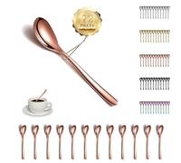 Kyraton Cucchiaini in oro rosa, 12 pezzi cucchiaini da 16 cm in acciaio inossidabile con placcatura in rame titanio, cucchiaio da dessert, cucchiaino da caffè, cucchiaio d'argento confezione da 12