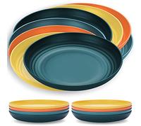 Kyraton servizio piatti in plastica 8 pezzi 23cm, piatti leggeri infrangibili e riutilizzabili Piatti da Cena Leggeri Pasta e Dumpling Microonde Safe BPA Free lavabile in lavastoviglie