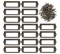 Kyrio - 30 porta etichette in metallo per mobili, cassetti e armadietti, targhette per etichette, cornici con viti per scaffali da ufficio e librerie, color bronzo, misura L-3, 83 x 33 mm